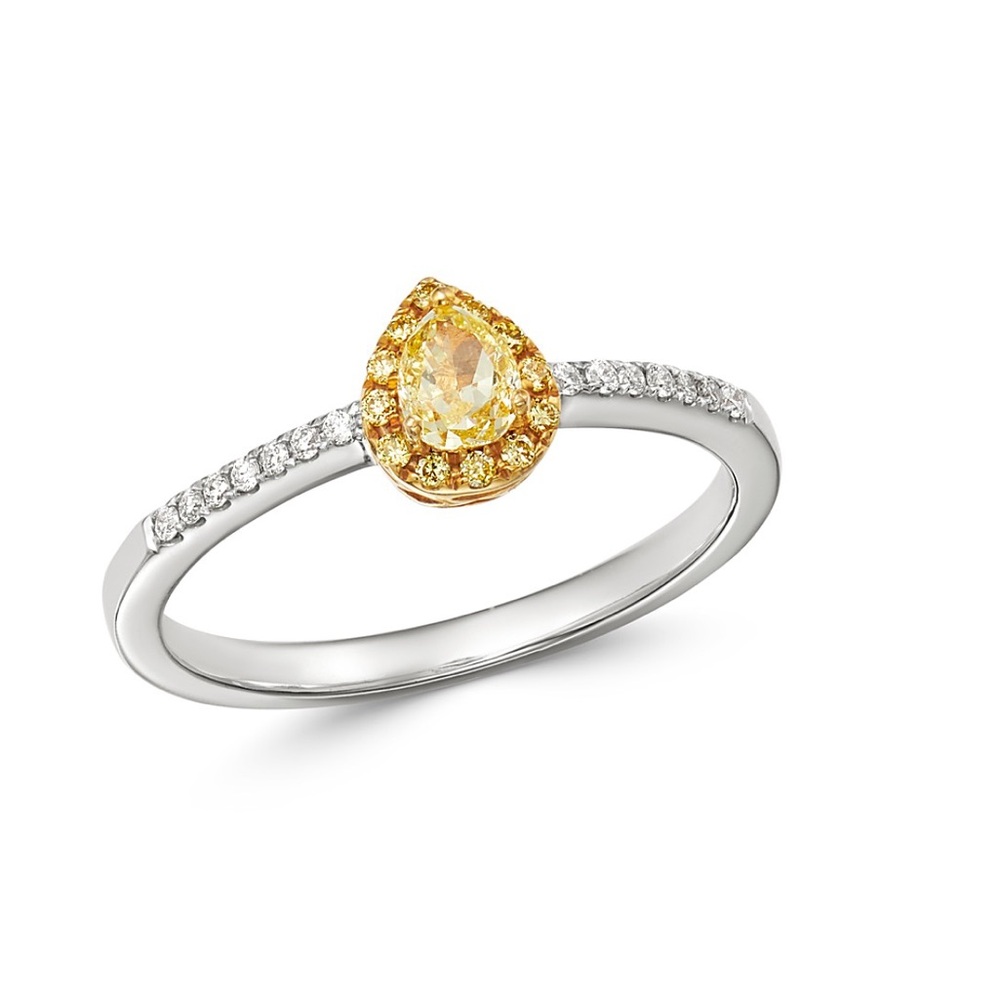 Yellow & White Diamond Ring in 14K Yellow & White Gold